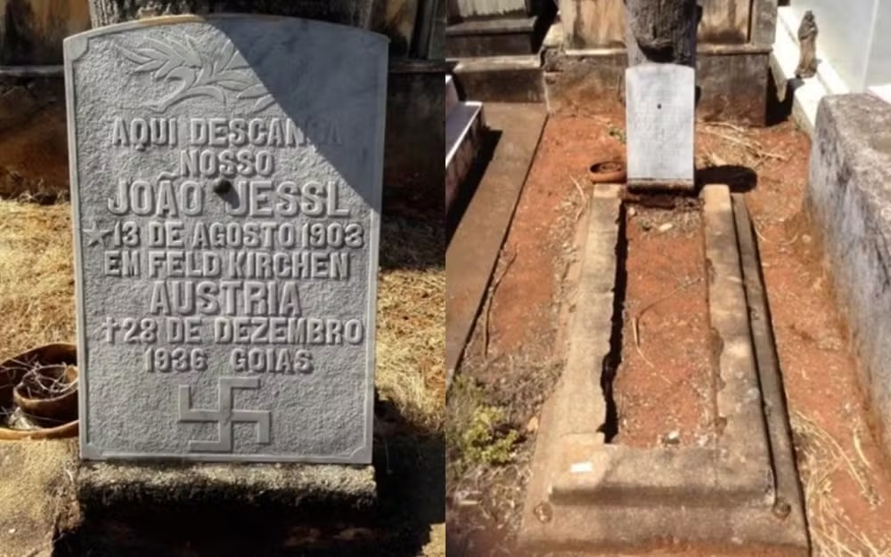 Lápide com suástica em cemitério da Cidade de Goiás vira objeto de pesquisa