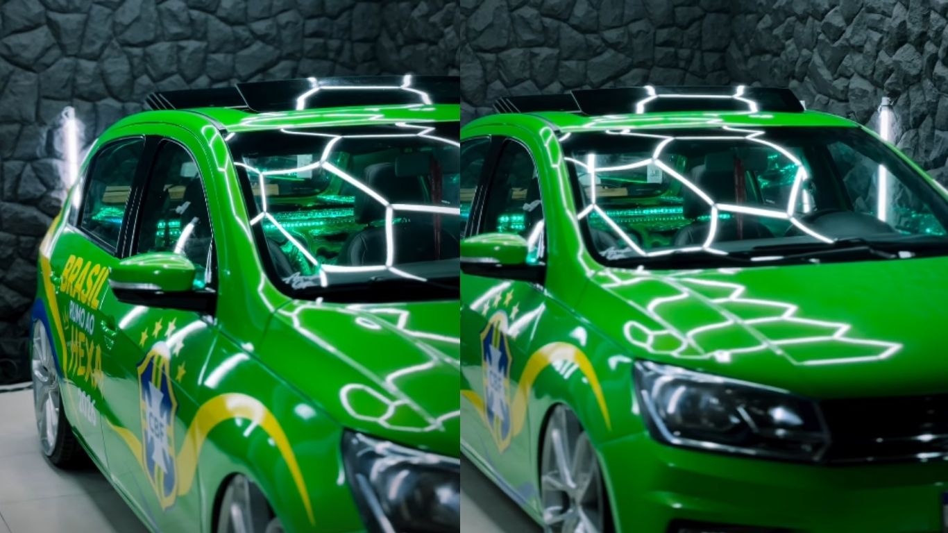 Conheça o "carro do hexa" que virou destaque entre motoristas de Goiânia e Trindade