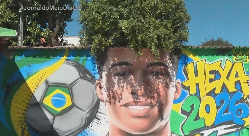 Promessa feita à TV Serra Dourada vira realidade e mural de Endrick é inaugurado em Trindade