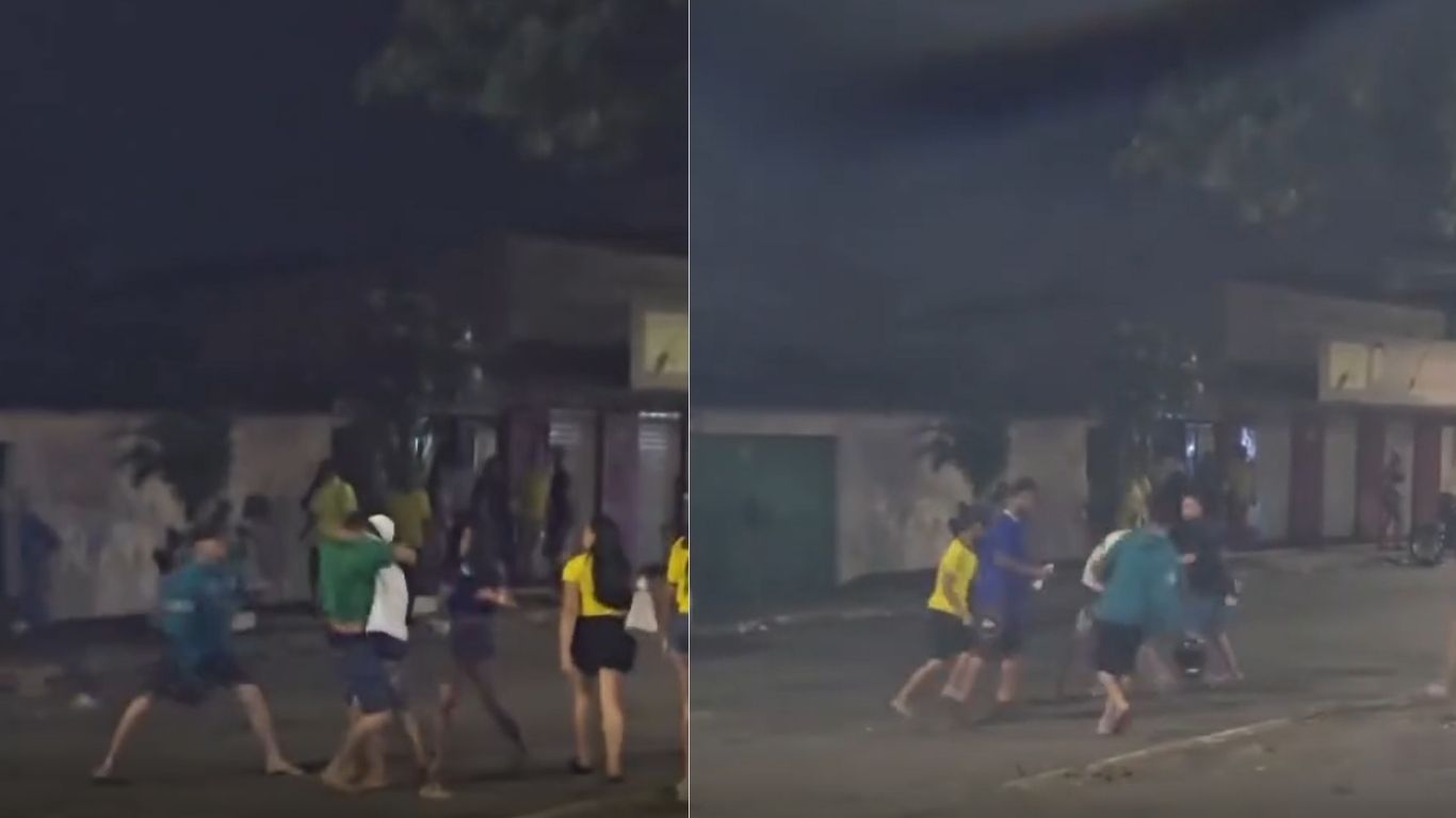 Vídeo: após derrota da Seleção Brasileira, briga generalizada toma conta de rua no Vera Cruz, em Goiânia