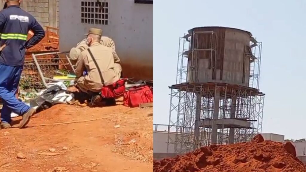 Trabalhador cai de cerca de 20 metros durante obra em caixa-d’água em Trindade
