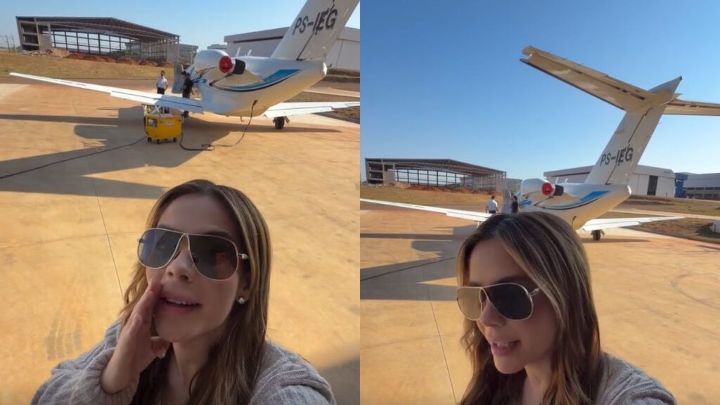 Cantora de “Peão Todo Tatuado” passa por susto após avião precisar fazer pouso de emergência em Goiânia