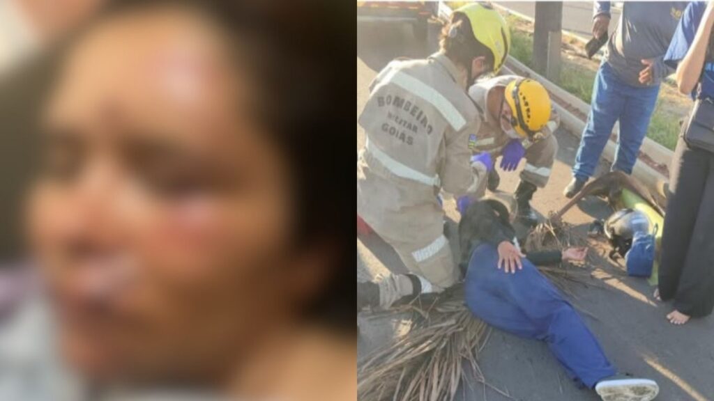 Folha de palmeira cai sobre motociclista e causa acidente na GO-060 entre Goiânia e Trindade
