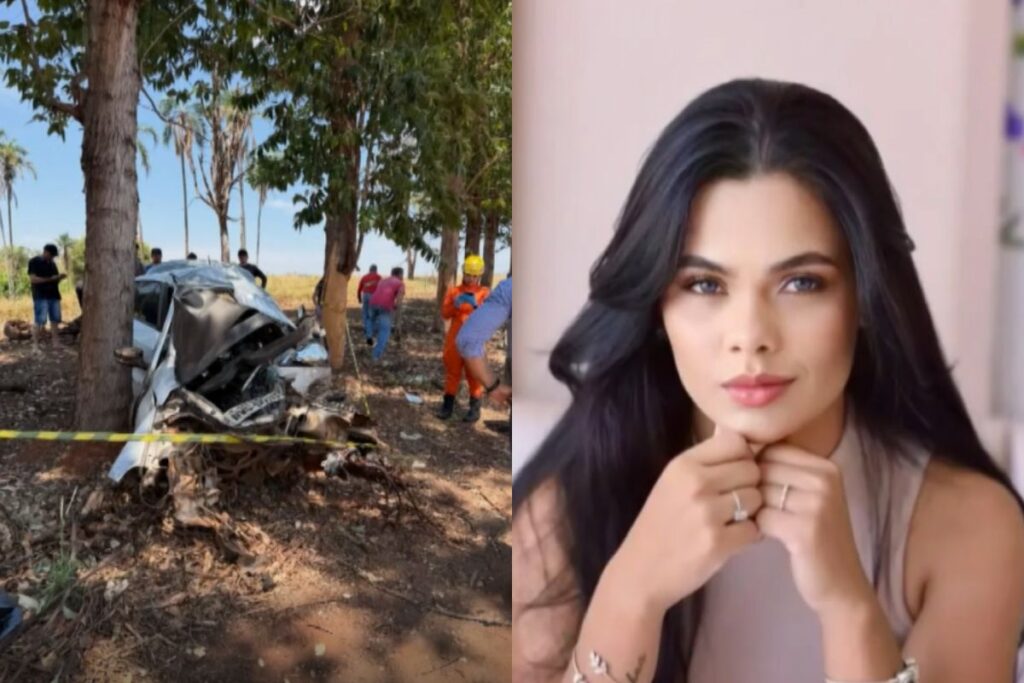 Ex-rainha de festa de peão morre após carro bater contra árvore na GO-426, em Santa Rosa de Goiás