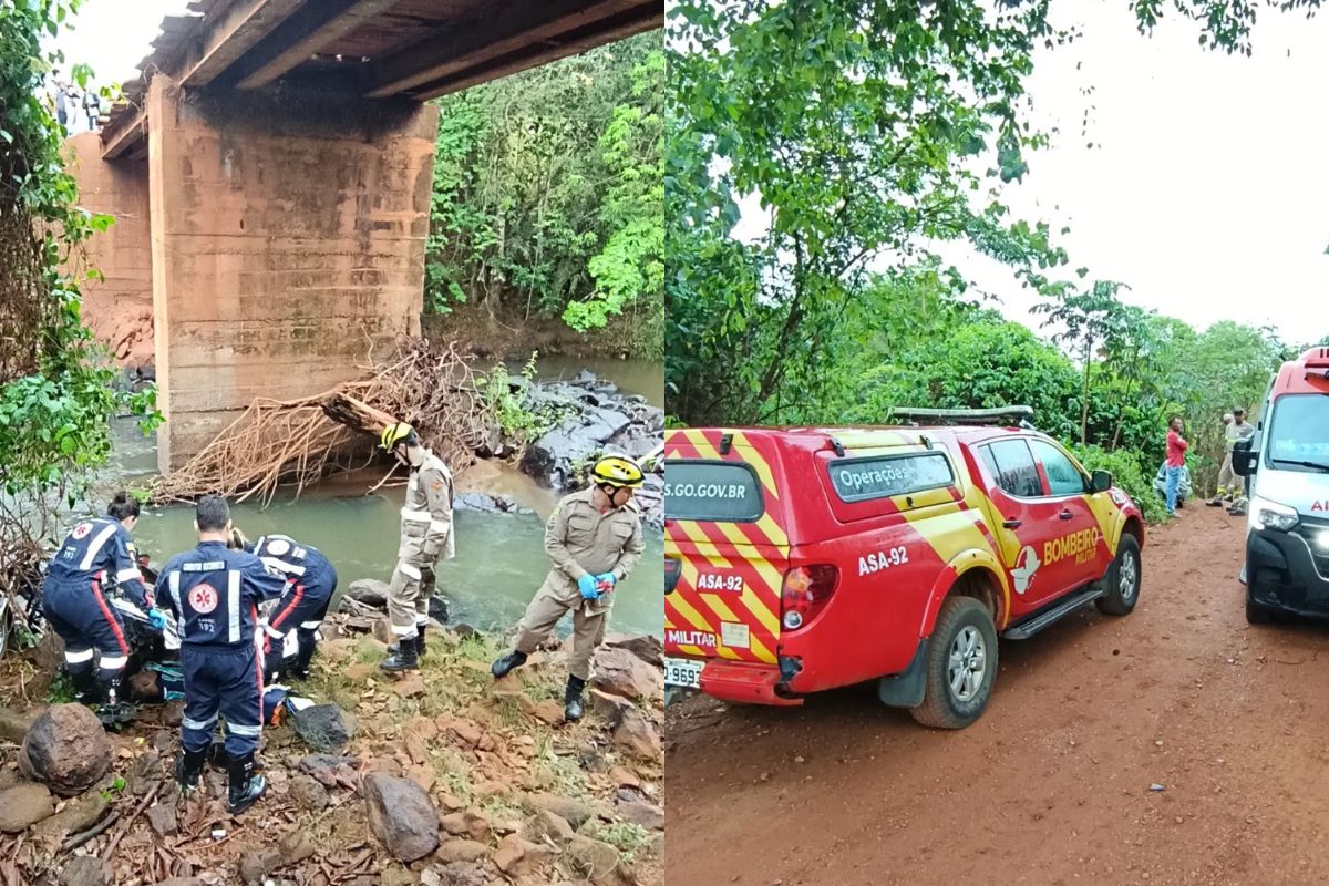 Motociclista morre após cair de ponte sobre ribeirão Santa Marta, em Goiás