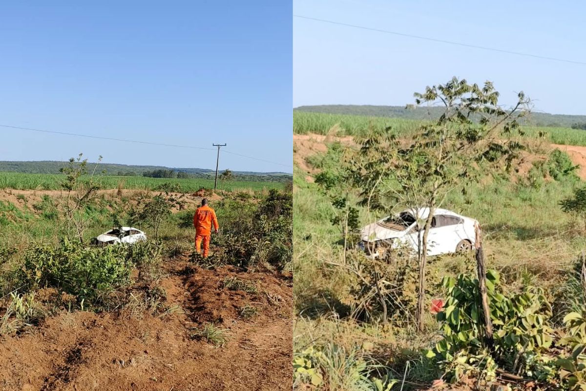 Homem morre após carro capotar ao bater em anta na GO-341, em Mineiros