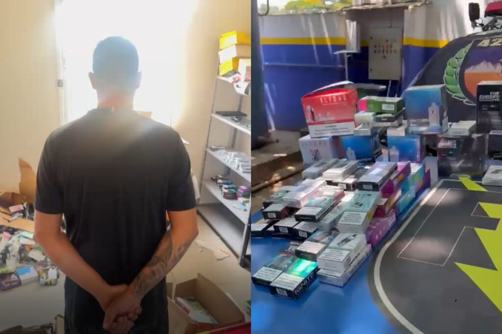 Homem é preso com deposito ilegal de cigarros eletrônicos avaliado em R$35 mil, em Goiânia