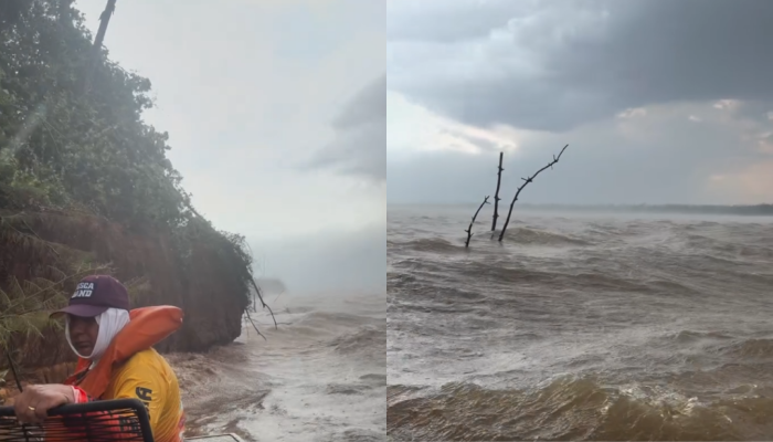 Temporal com ventos fortes assusta pescadores no Rio Araguai e causa estragos em Aruanã