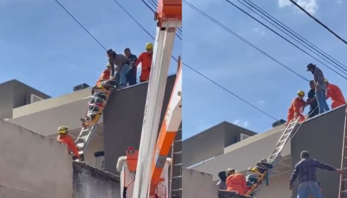 Homem sofre choque elétrico e é encontrado sobre laje de sobrado em Goiás; veja vídeo