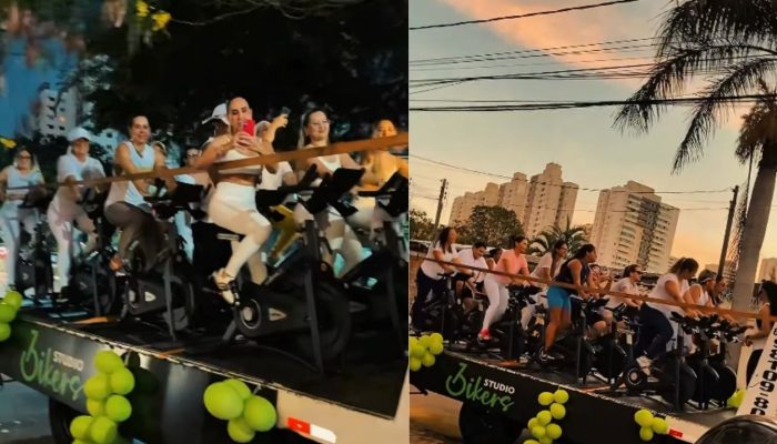Academia transforma caminhão-guincho em sala de spinning e viraliza em Goiânia