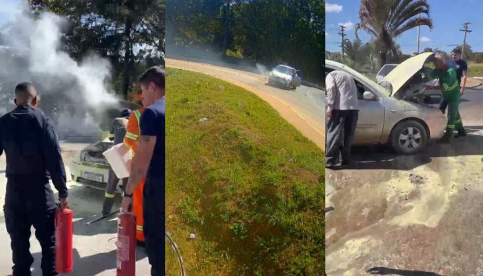 Motorista pede ajuda após carro começar a pegar fogo na Cidade Ocidental