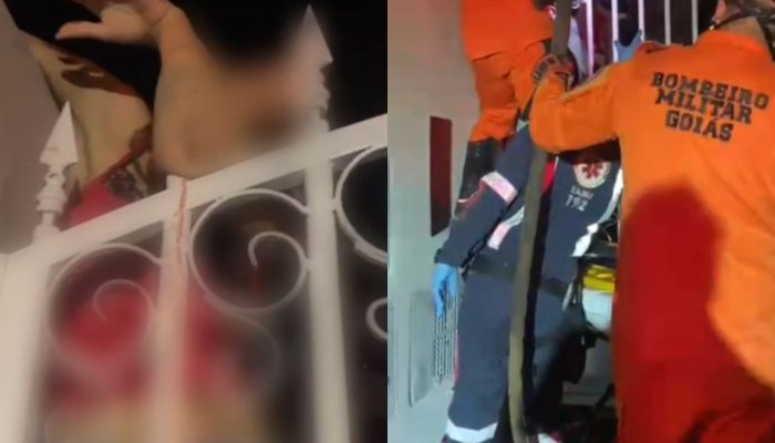 Jovem esquece a chave, tenta pular muro e fica com braço preso em lança de portão em Jataí
