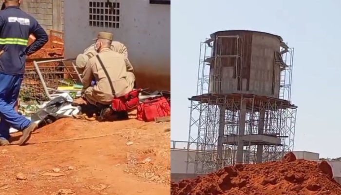 Trabalhador cai de cerca de 20 metros durante obra em caixa-d’água em Trindade