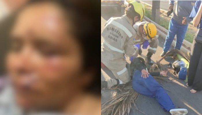 Folha de palmeira cai sobre motociclista e causa acidente na GO-060 entre Goiânia e Trindade