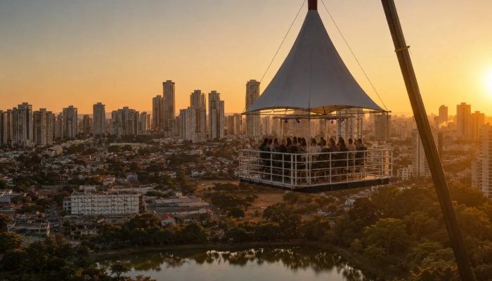 Novo bar suspenso promete vista privilegiada de Goiânia a 40 metros de altura