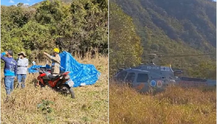 Piloto de parapente fica ferido após bater em árvore durante voo na Serra de Jaraguá