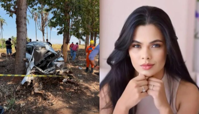 Ex-rainha de festa de peão morre após carro bater contra árvore na GO-426, em Santa Rosa de Goiás