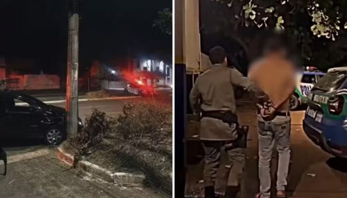 Homem é preso após ameaçar companheira e bater carro durante fuga em Goiânia