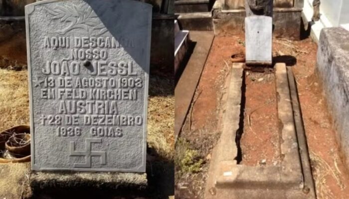 Lápide com suástica em cemitério da Cidade de Goiás vira objeto de pesquisa